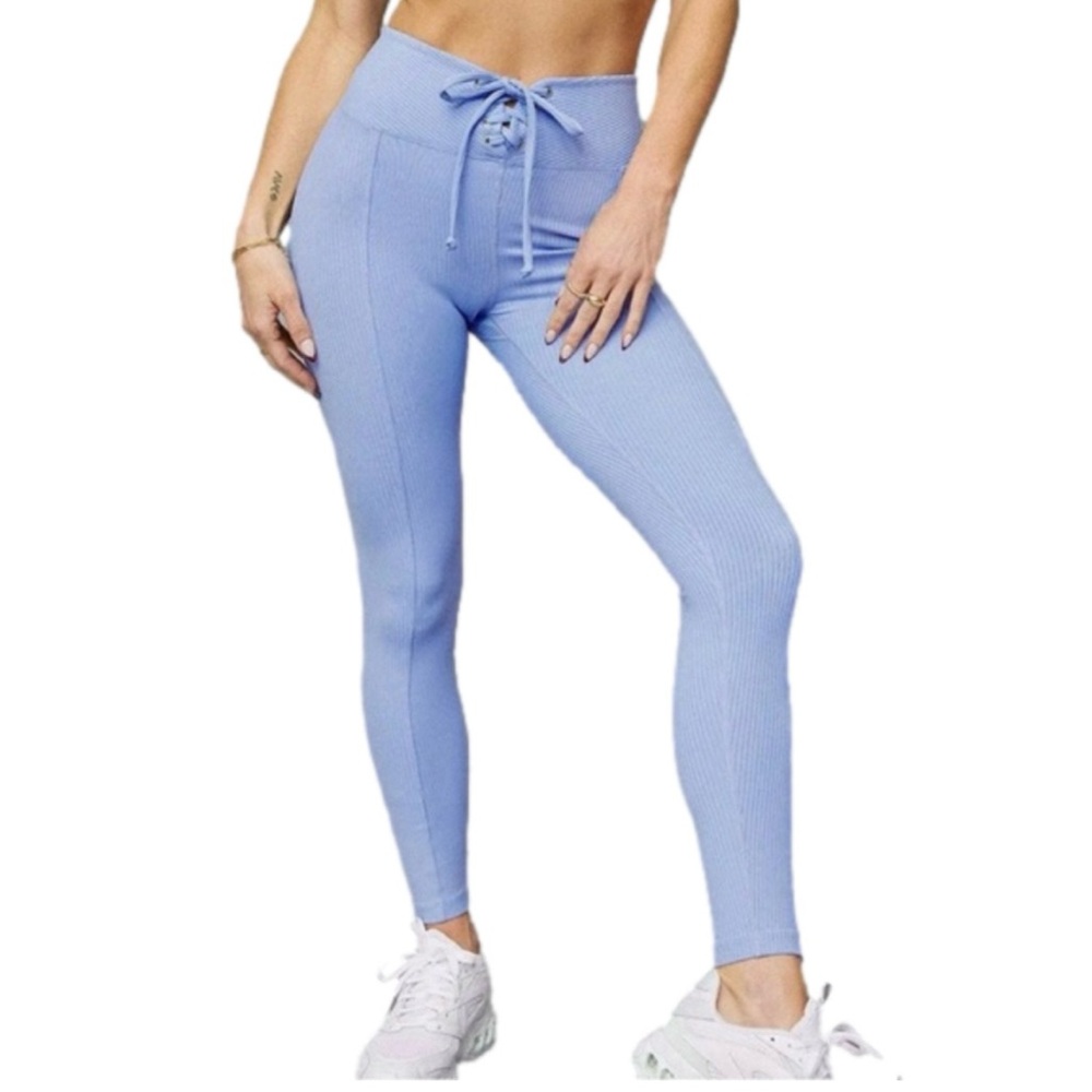 Year of Ours Light Blue Lace-Up Leggings